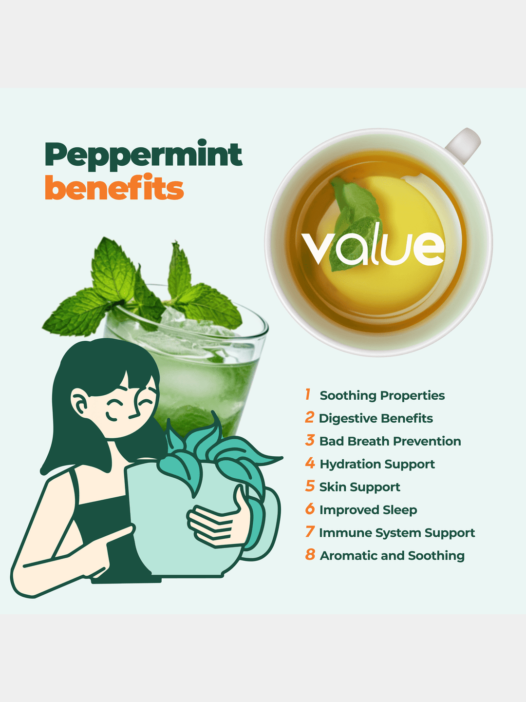 Food100% Pure Peppermint Herbal Tea, 60 bagsAprika Life