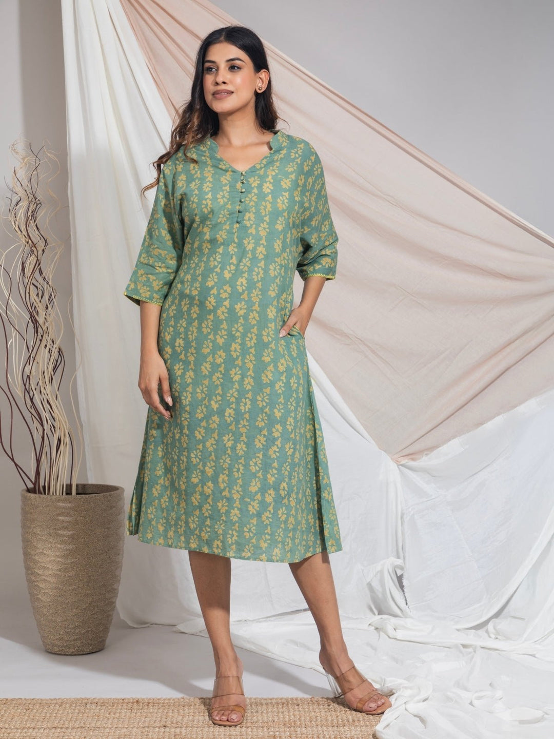 Paromita Hand Woven Batik Cotton Dress - Natural Indigo | Flourish Paromita Hand Woven Batik Cotton Dress - Natural Indigo | Flourish