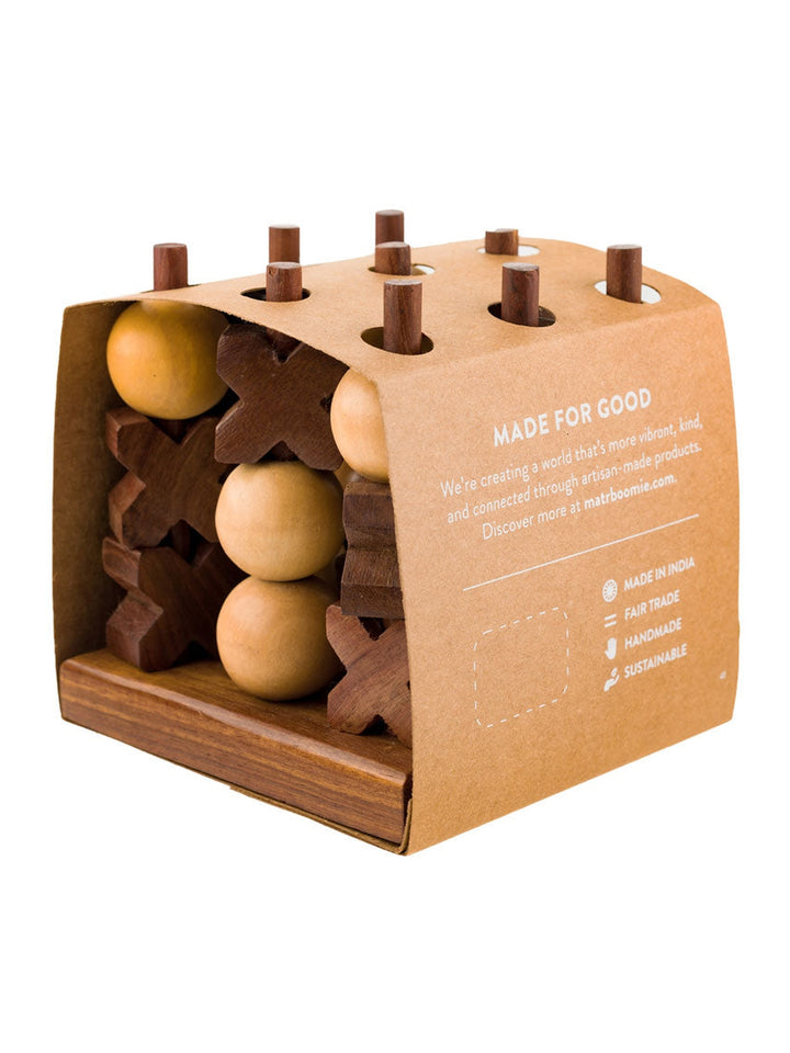 3D Tic Tac Toe Game Set - Handcrafted Wood Matr Boomie