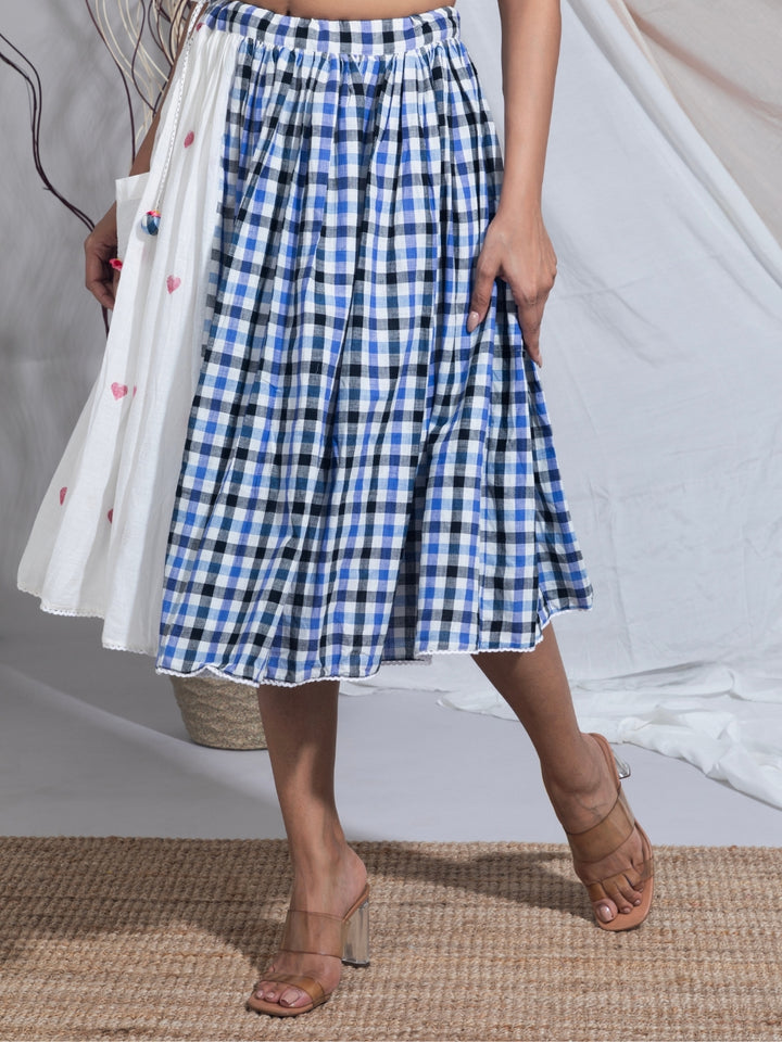 Hiya Hand Woven Cotton Jamdani Check Skirt