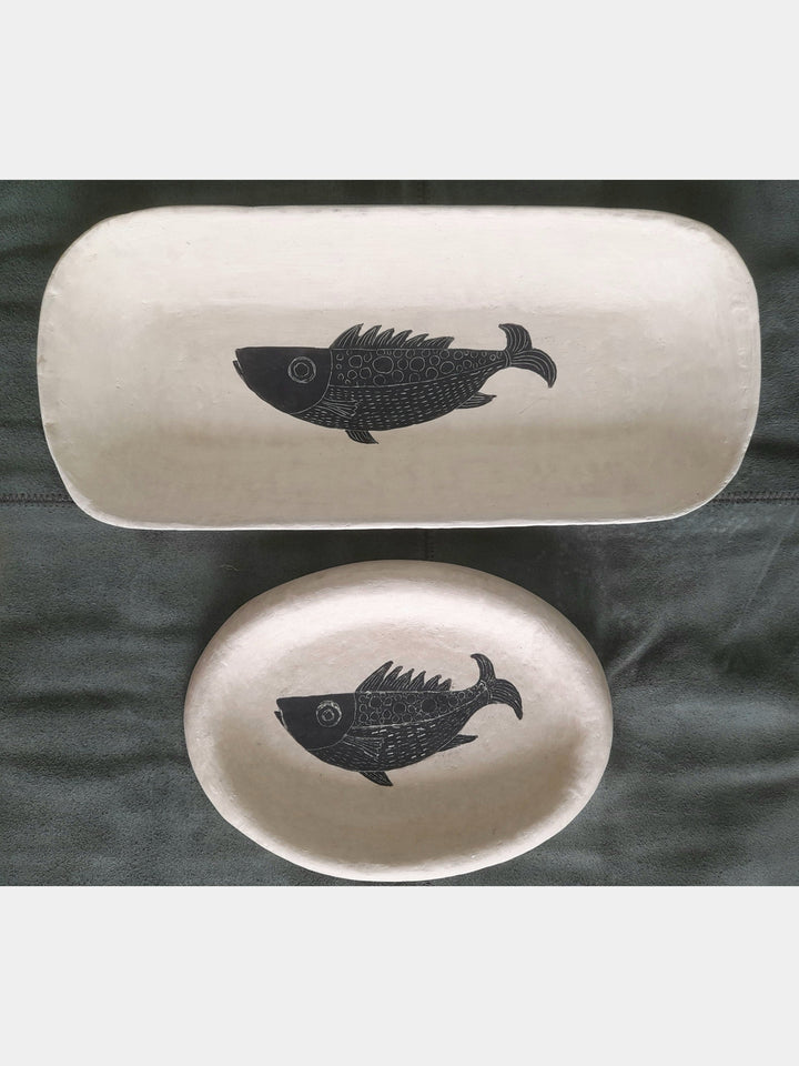 Black Fish Platter Snacks Set Aranya Earthcraft