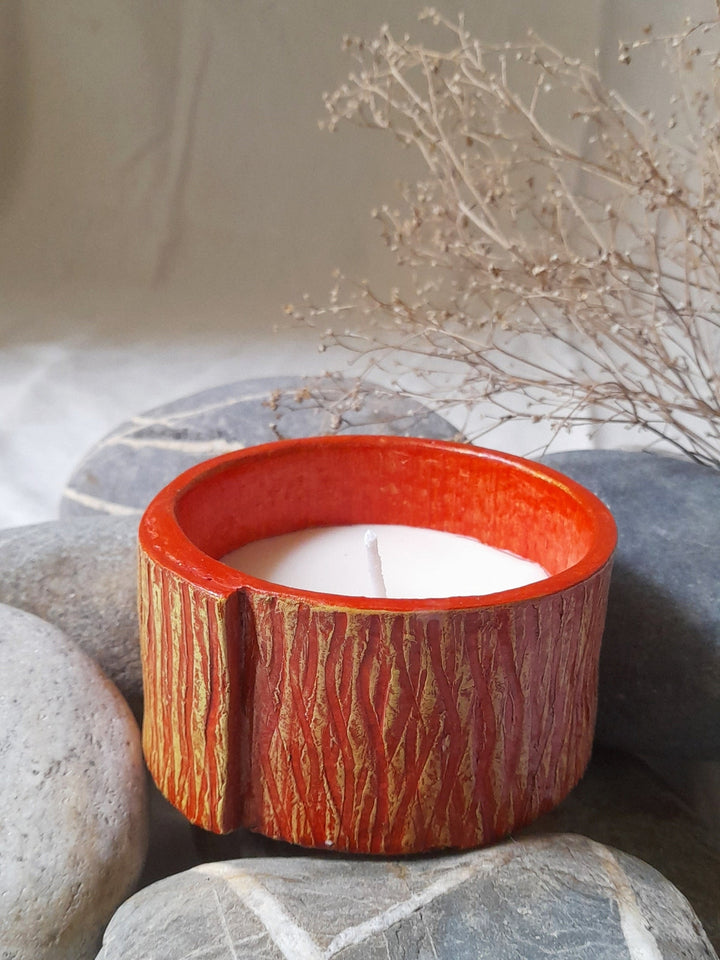 Bark Texture Candle Holder Aranya Earthcraft