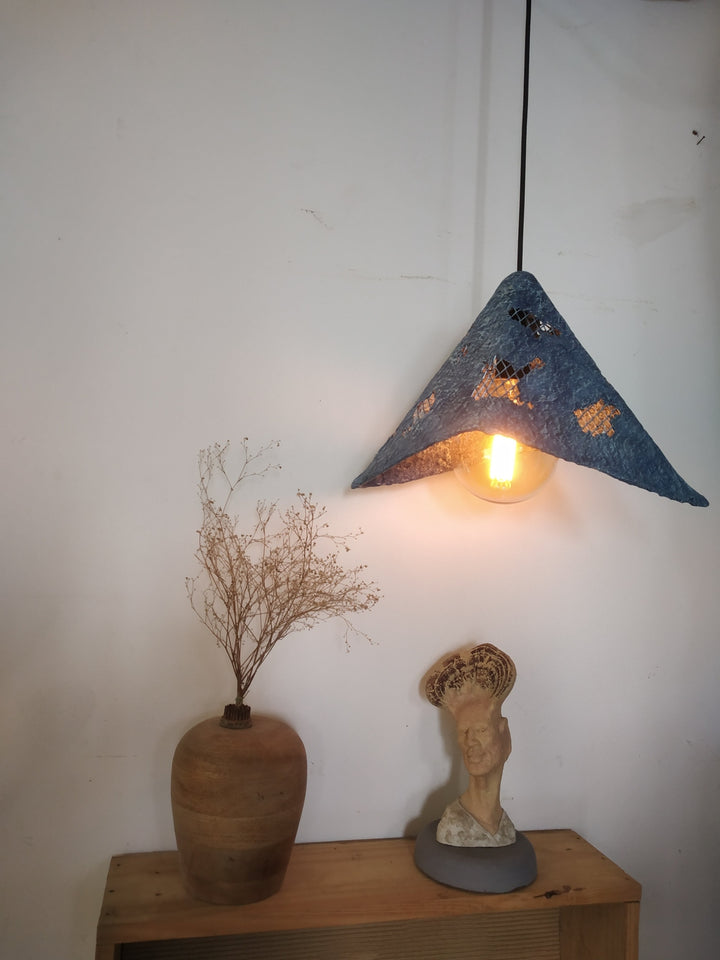 Mesh Blue Pendant Lamp Aranya Earthcraft