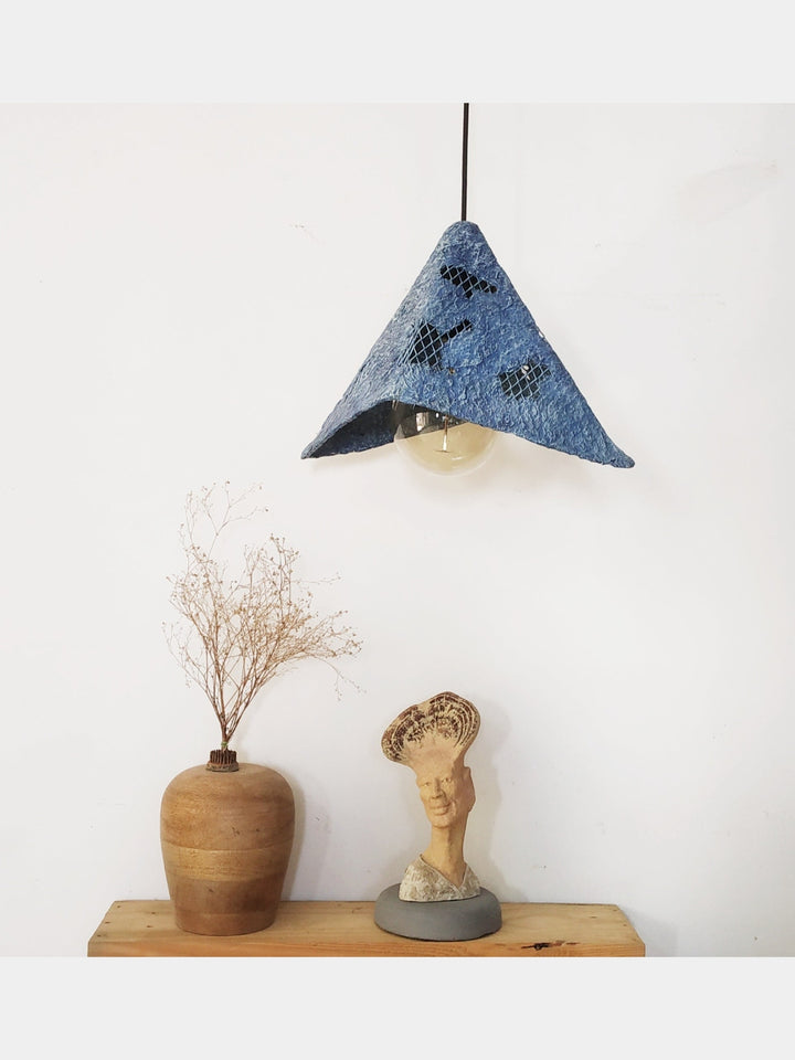 Mesh Blue Pendant Lamp Aranya Earthcraft