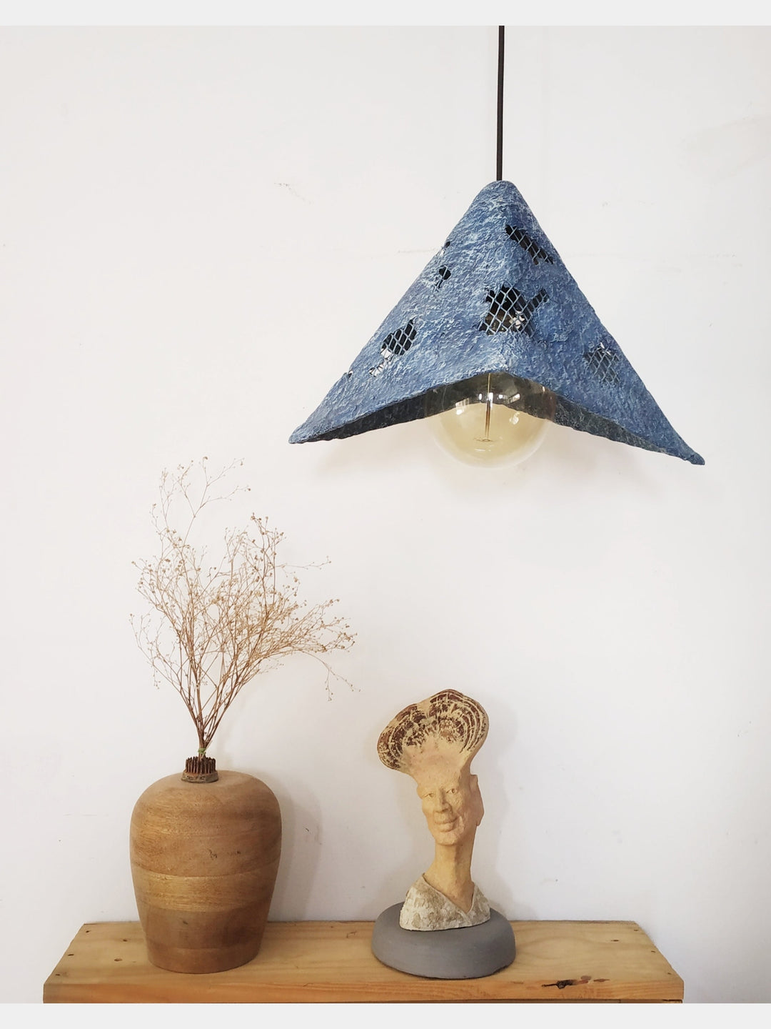 Mesh Blue Pendant Lamp Aranya Earthcraft