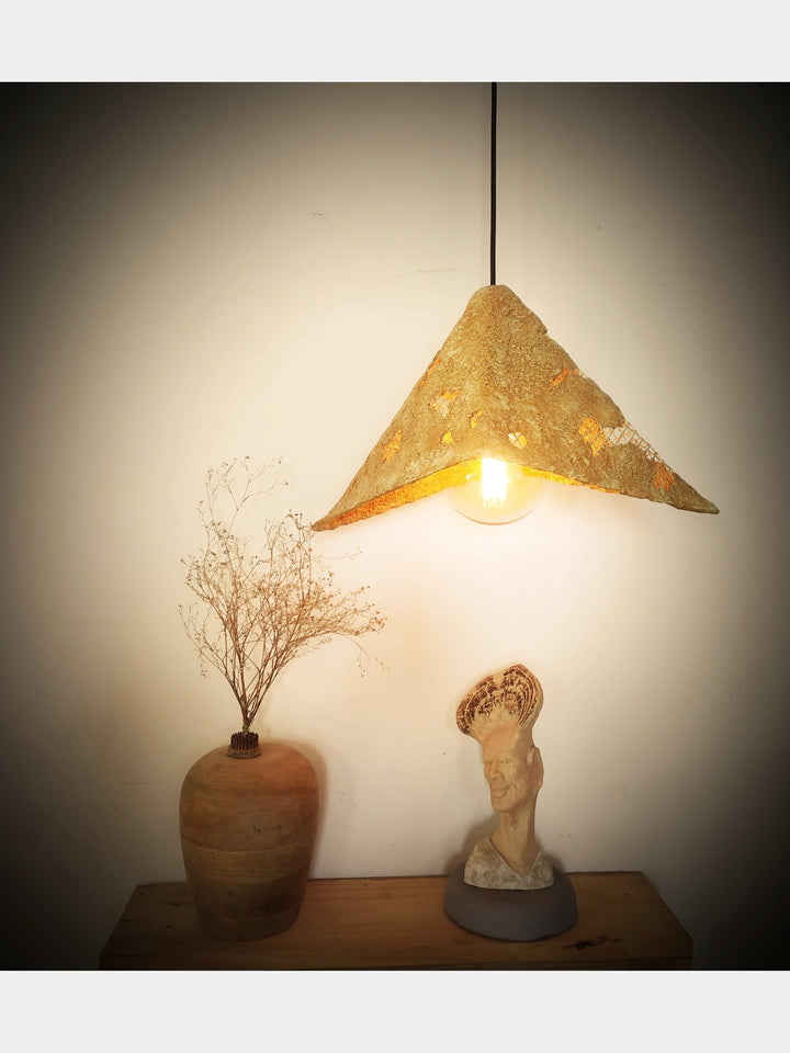 Yellow Mesh Pendant Lamp Aranya Earthcraft