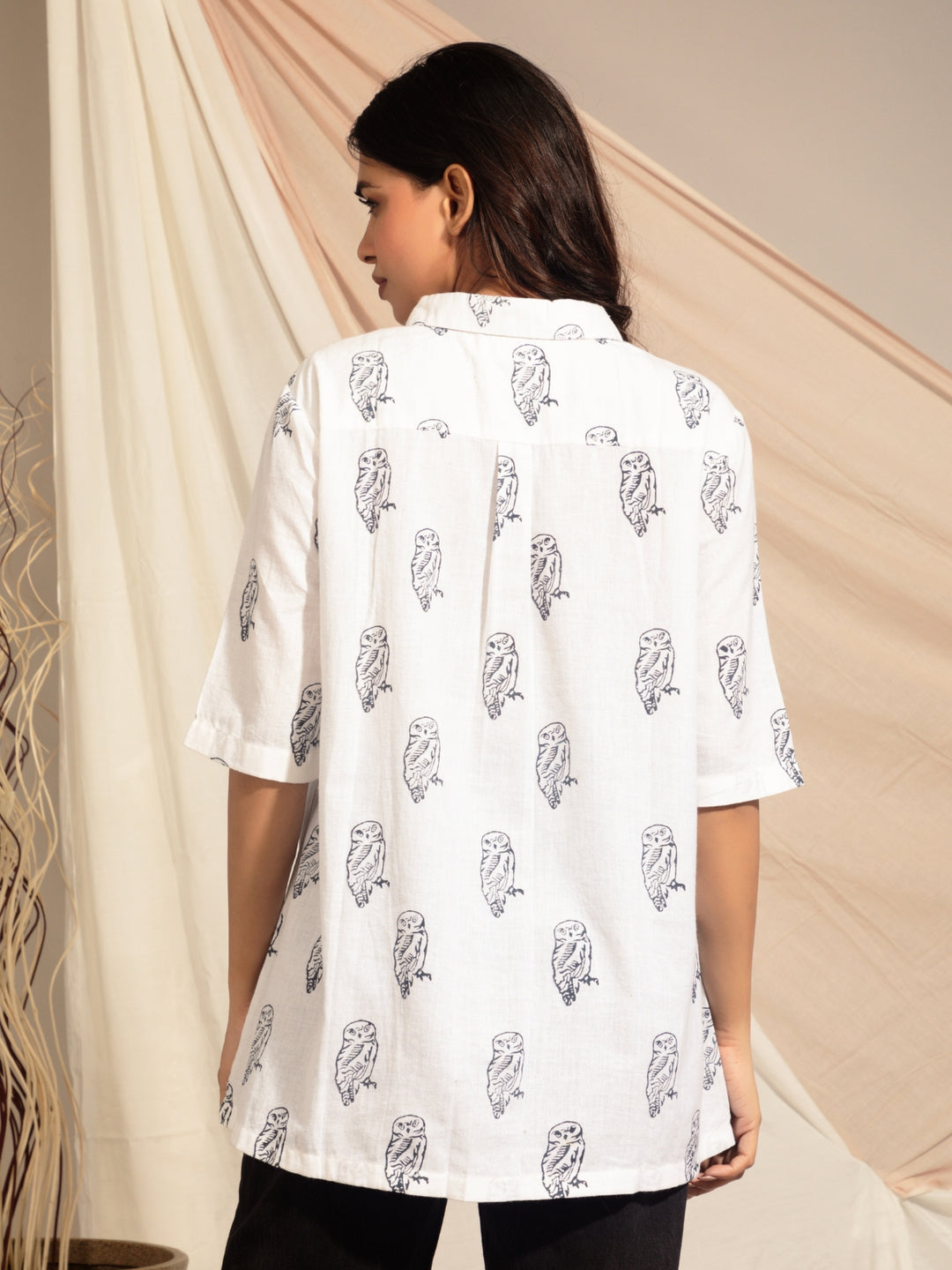 Jungle Owlet Hand Block Printed Shirt