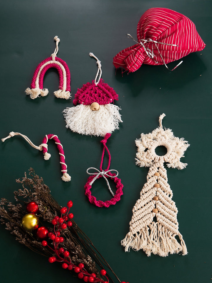 Macrame Christmas Ornaments Set of 5