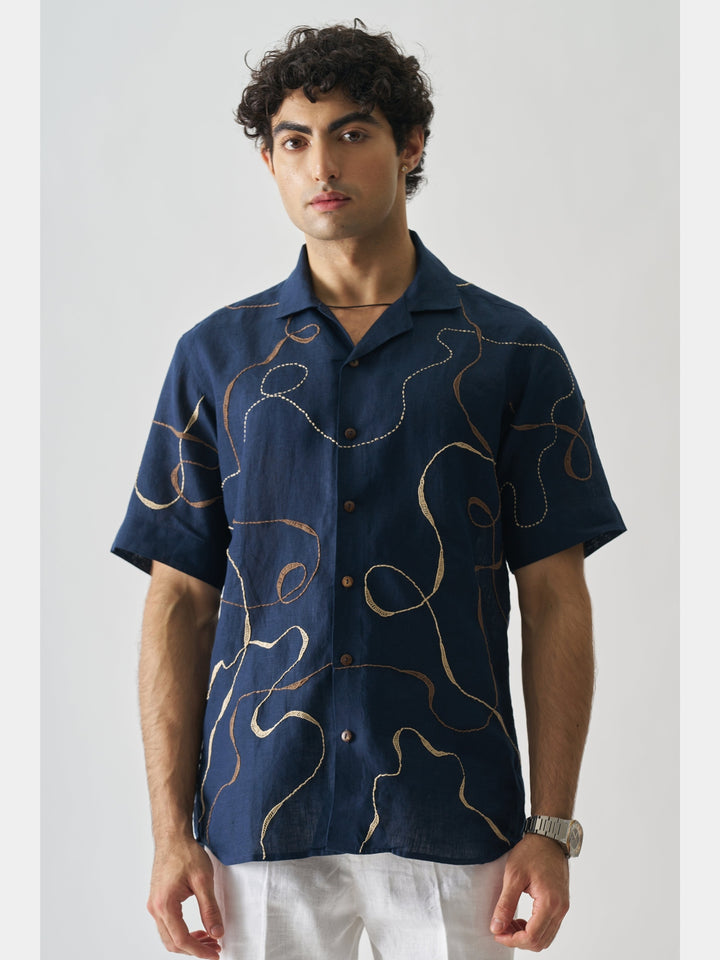 Imperial Accent - Hand Embroidered Linen Shirt Cultura Studio