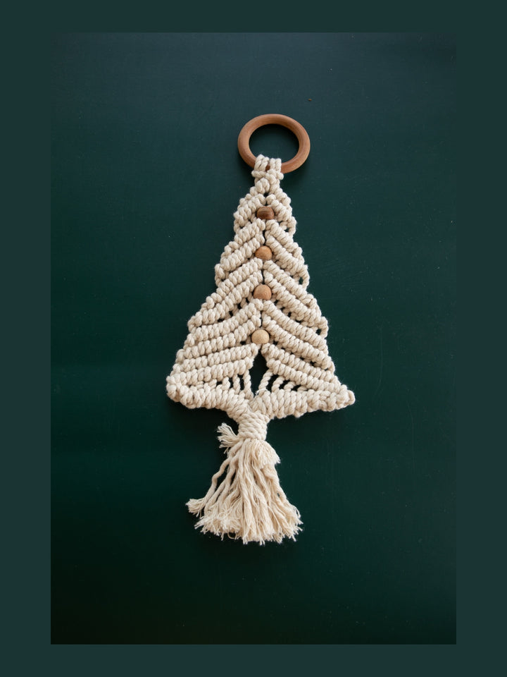 Macrame Christmas Ornaments Set of 4 in White