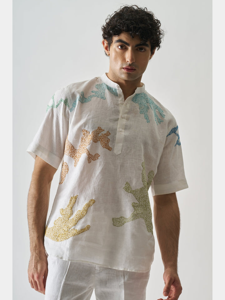 Canvas of Colours - Hand Embroidered Linen Shirt