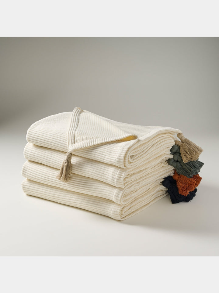 Cream Plume | Cotton Bamboo | Cord Rib | Throw