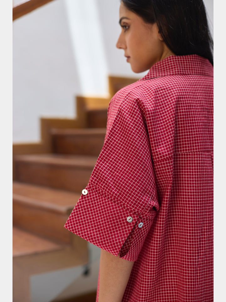 Shirt Dress - Red Check Vasstram