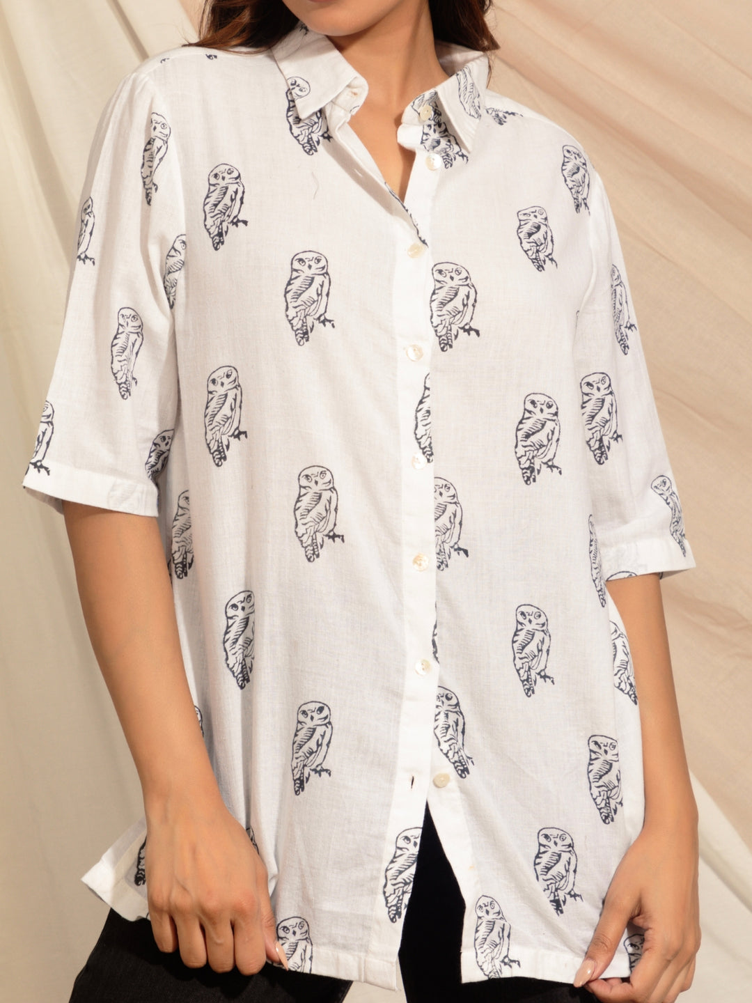 Jungle Owlet Hand Block Printed Shirt