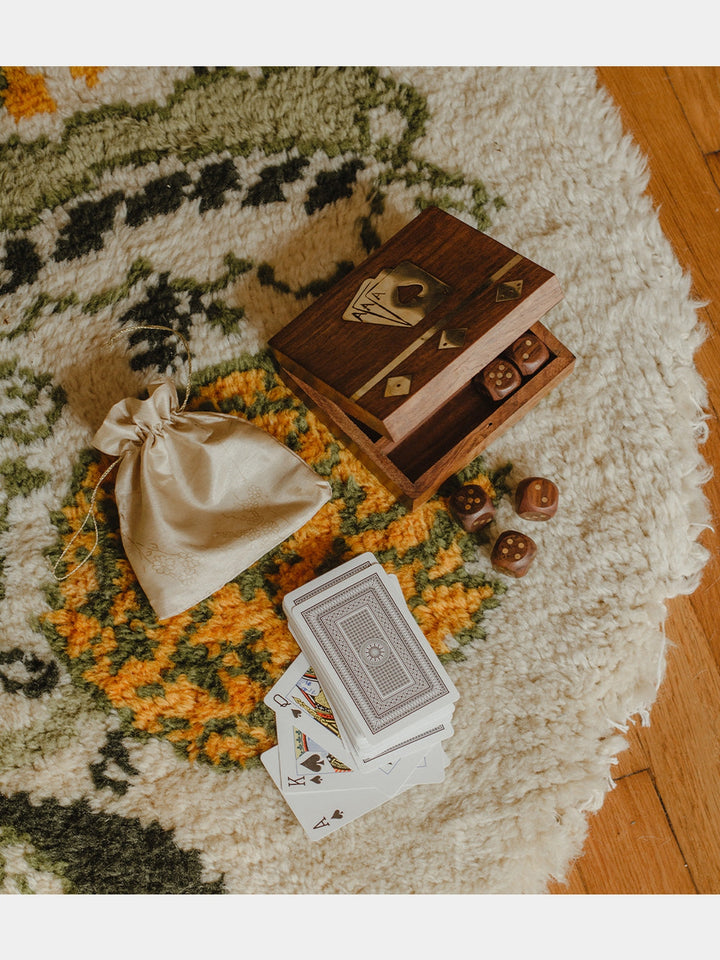 Game Night Box (5 Dice, Playing Cards) - Handcrafted Wood Matr Boomie