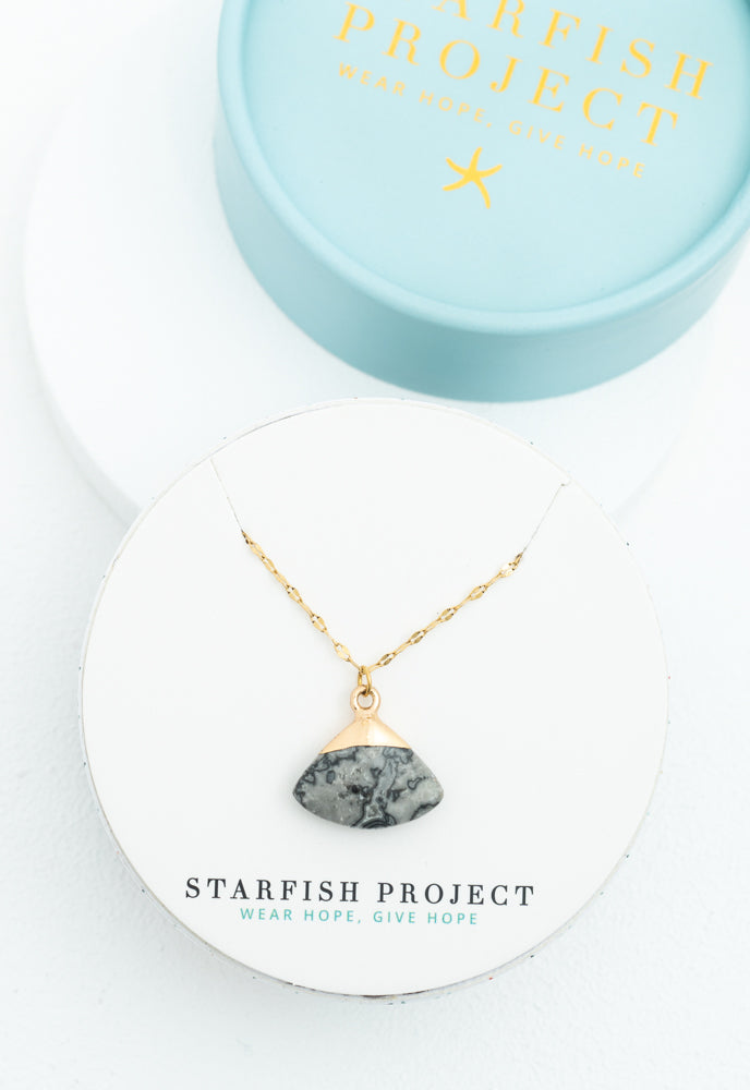 Fan Drop Necklace in Charcoal Starfish Project