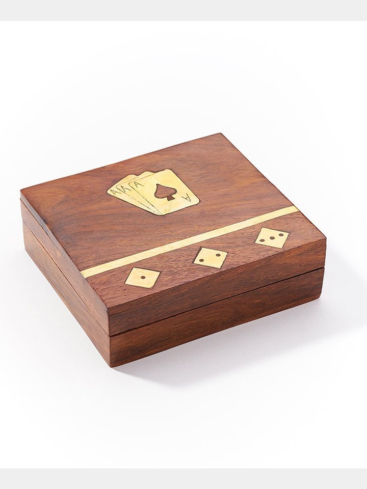 Game Night Box (5 Dice, Playing Cards) - Handcrafted Wood Matr Boomie