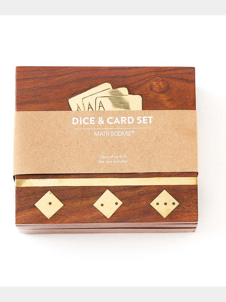 Game Night Box (5 Dice, Playing Cards) - Handcrafted Wood Matr Boomie