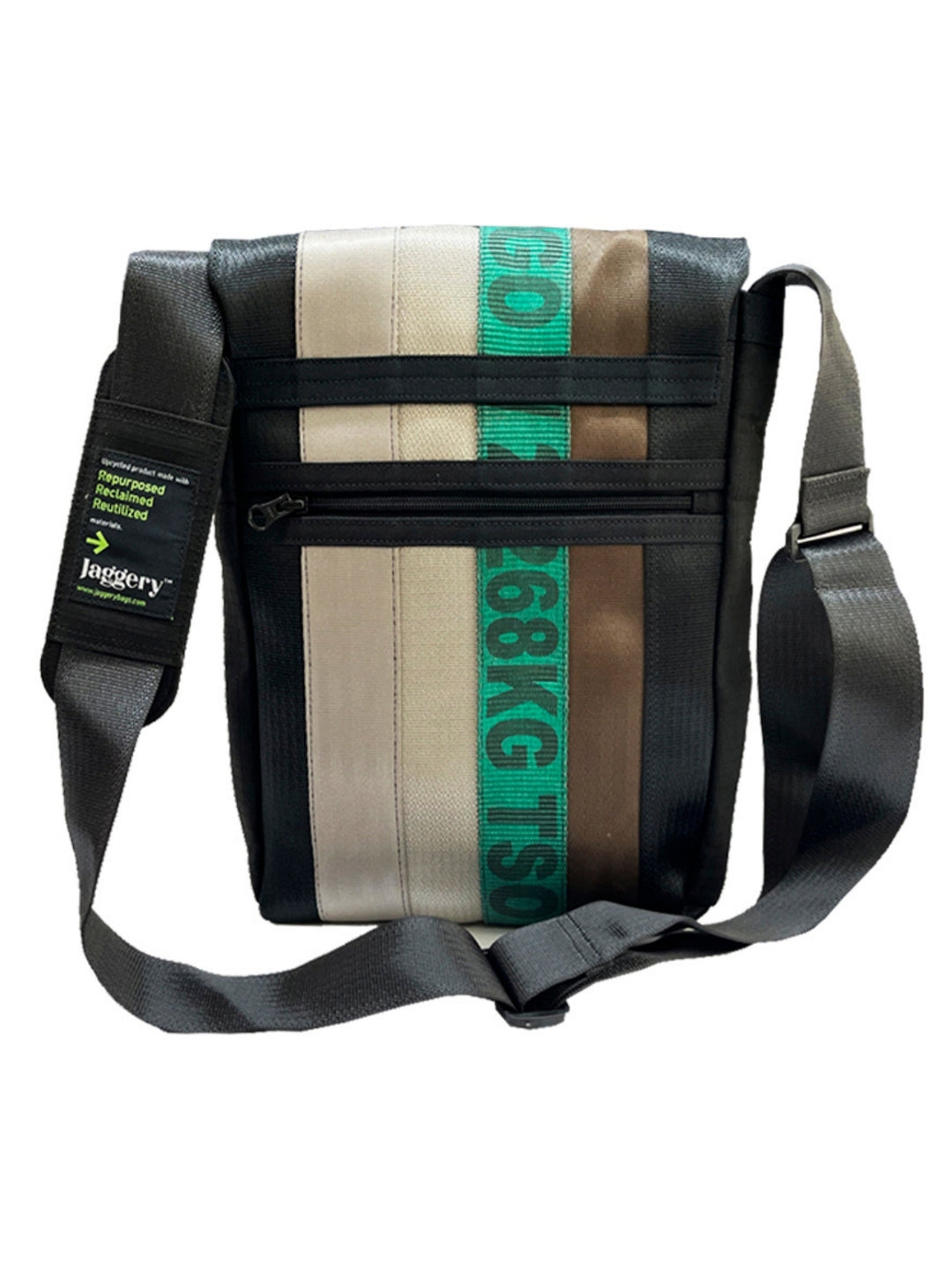 Heryana Freelancer's Satchel in Green Ex-Cargo Belts & Rescued Car Seat Belts [11" Cafe Bag]