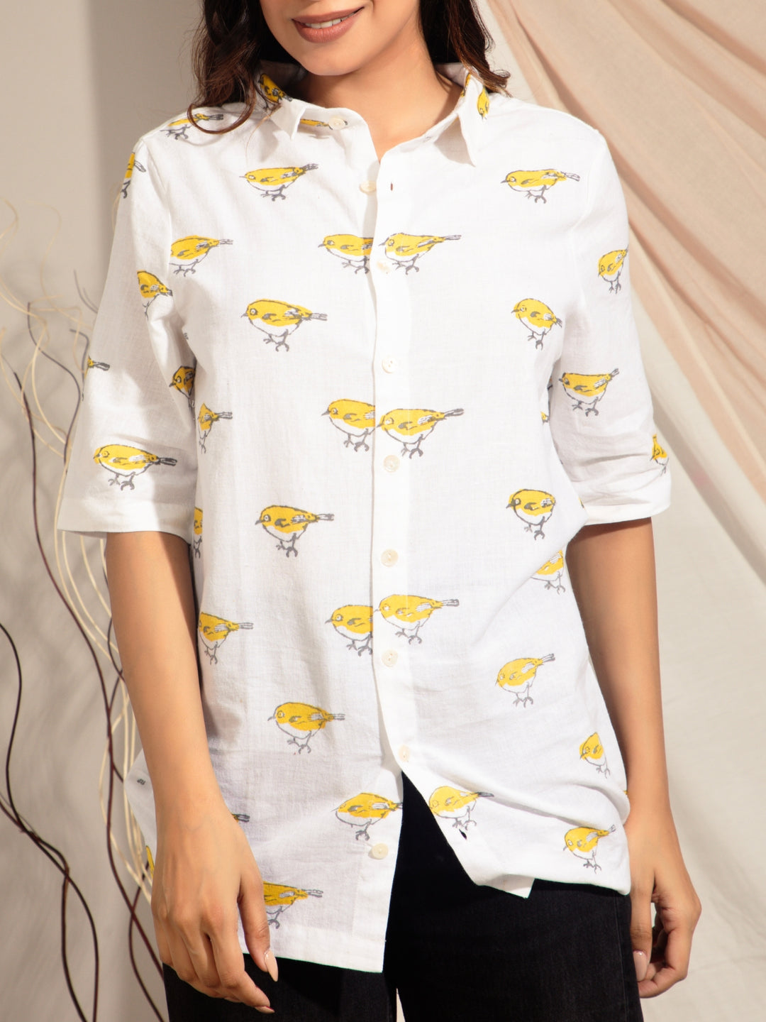 Indian White Eye Hand Block Printed Shirt