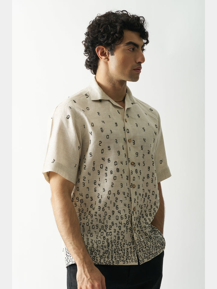 Its All About Numbers - Hand Embroidered Linen Shirt