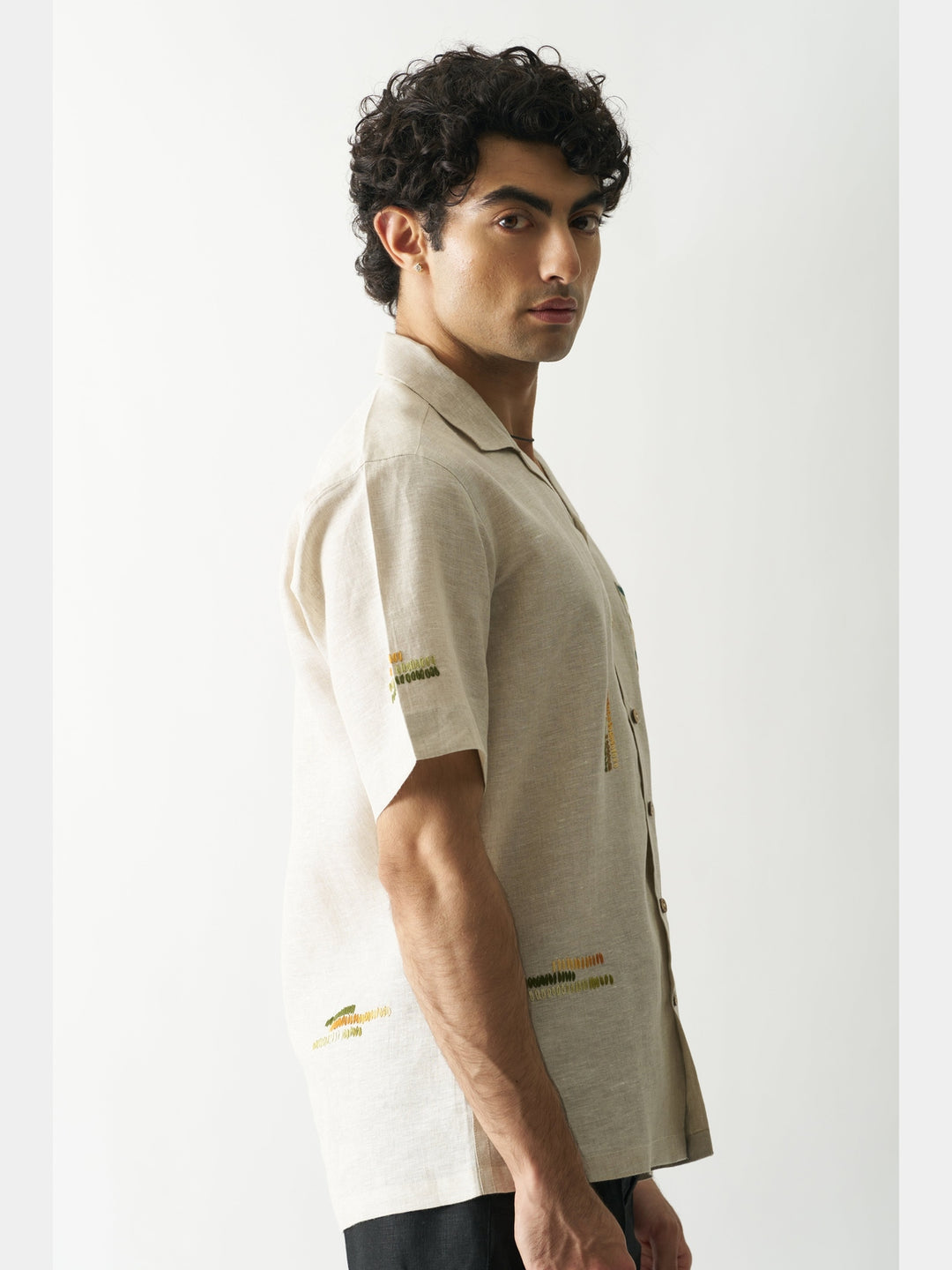 Classical Elegance - Hand Embroidered Linen Shirt