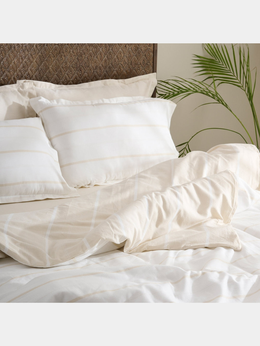 Sand Stripe | Cotton Bamboo | Chambray | Duvet Cover