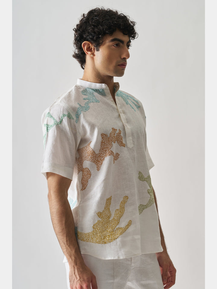 Canvas of Colours - Hand Embroidered Linen Shirt