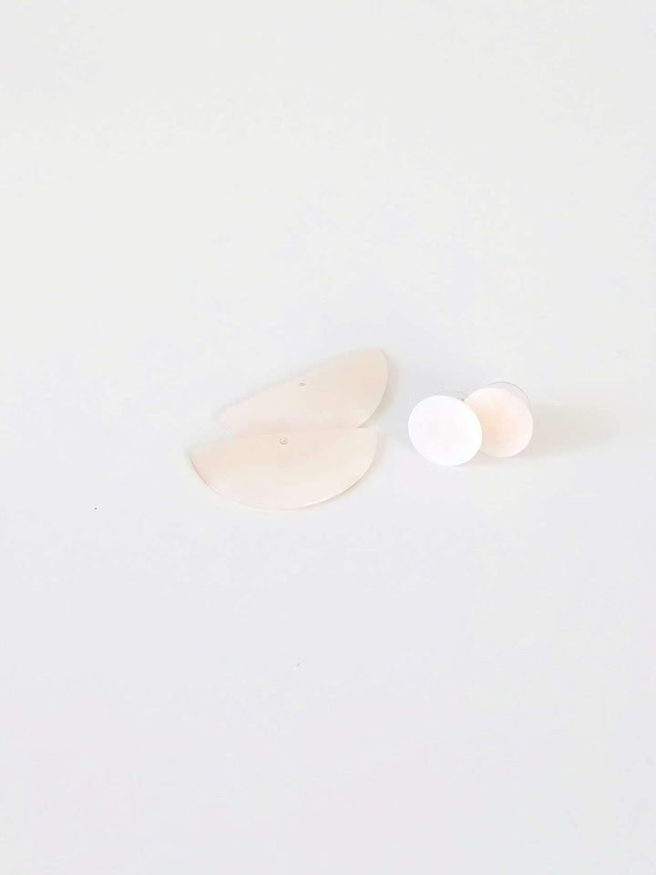 Jewelry3-in-1 Pearl White Circle and Halfmoon Geometric Studs - Mother of Pearl Earrings | LIKHÂLIKHÂ