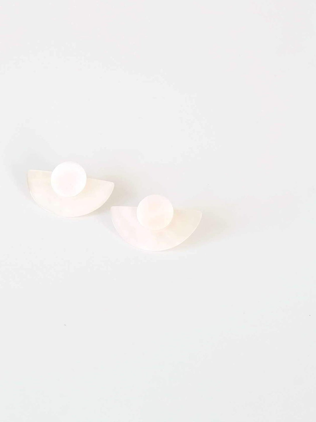 Jewelry3-in-1 Pearl White Circle and Halfmoon Geometric Studs - Mother of Pearl Earrings | LIKHÂLIKHÂ