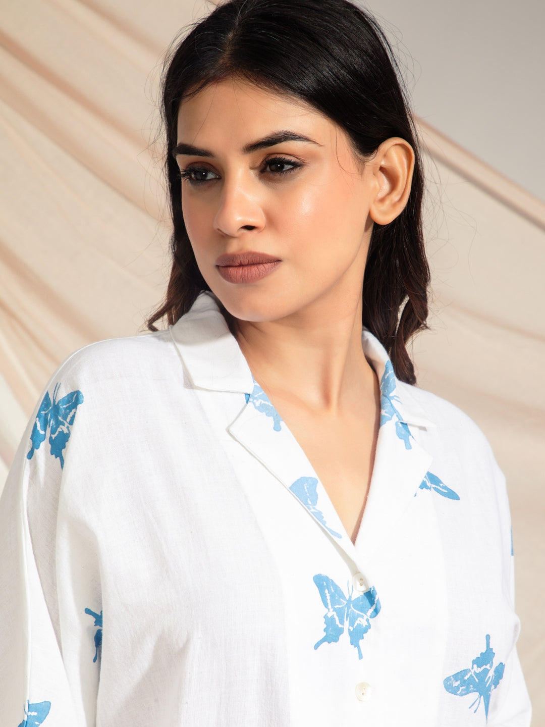 Swallowtail Butterfly Hand Block Printed Kimono Style Shirts