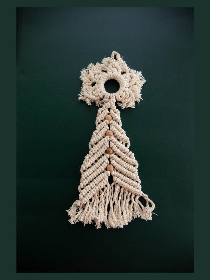 Macrame Christmas Tree Topper Star in White