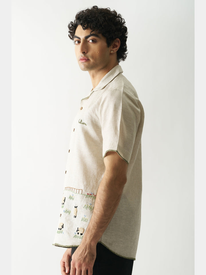 Lazy Sheep - Hand Embroidered Linen Shirt Cultura Studio