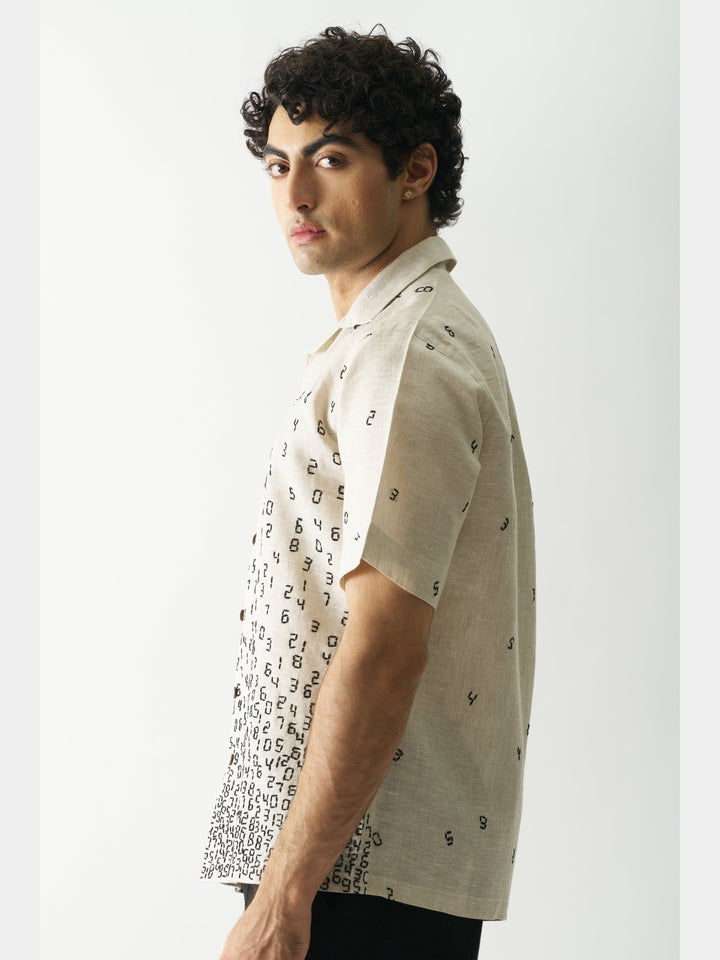 Its All About Numbers - Hand Embroidered Linen Shirt