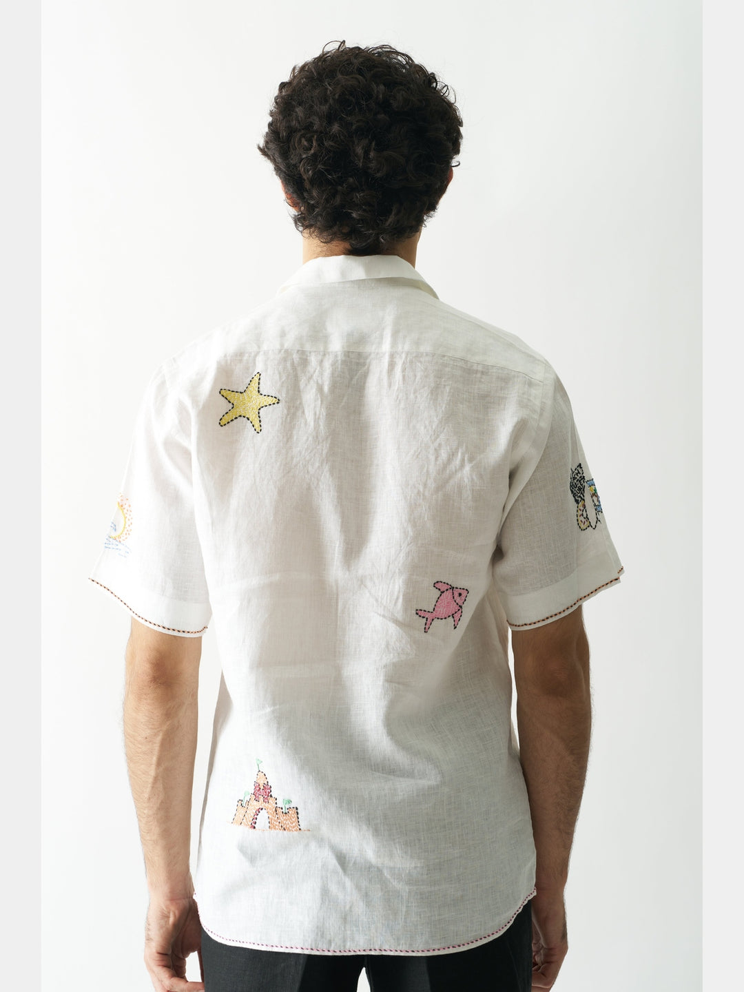 Beach Bliss - Hand Embroidered Linen Shirt