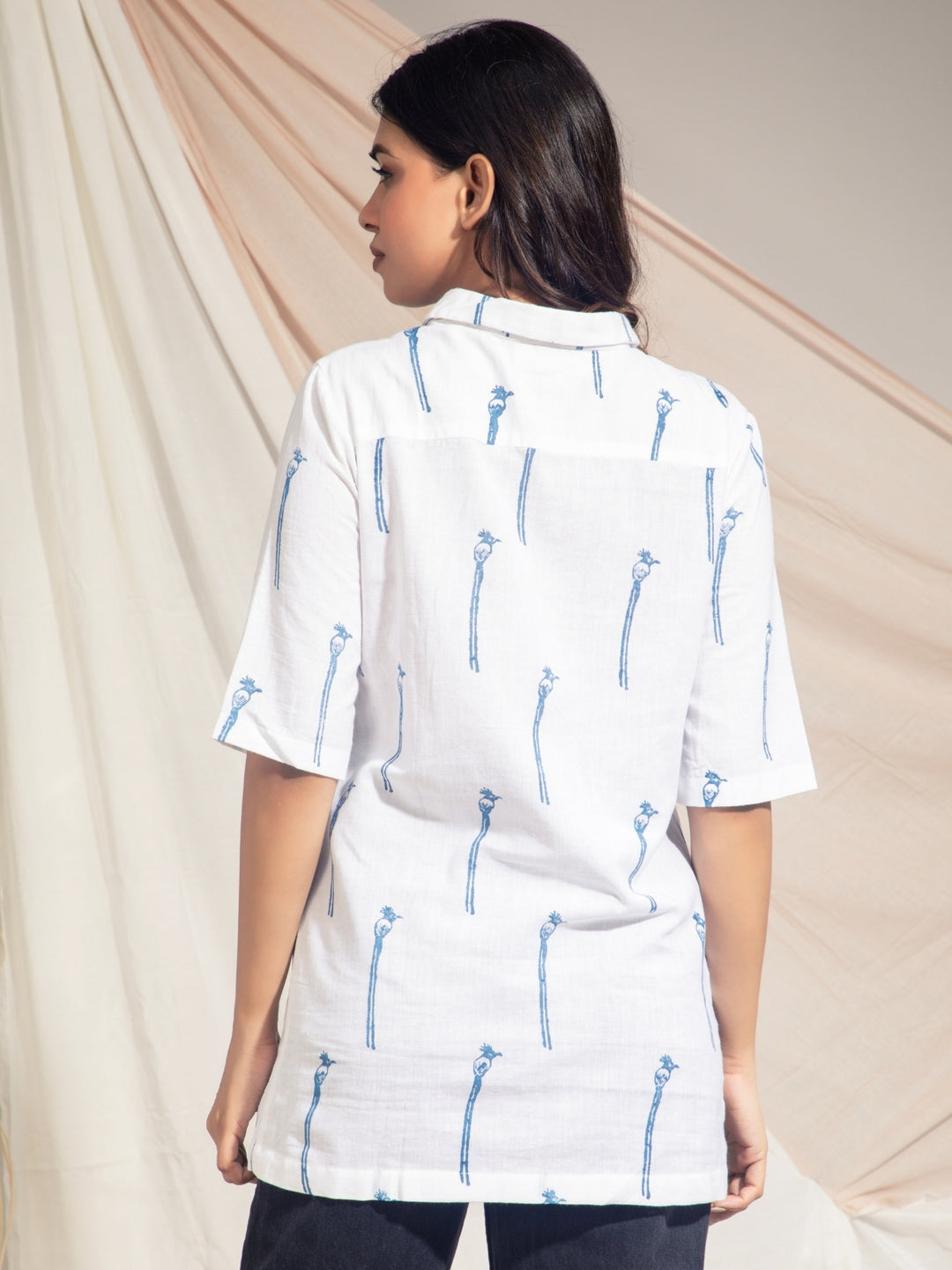 Indian Paradise Flycatcher Hand Block Printed Shirt