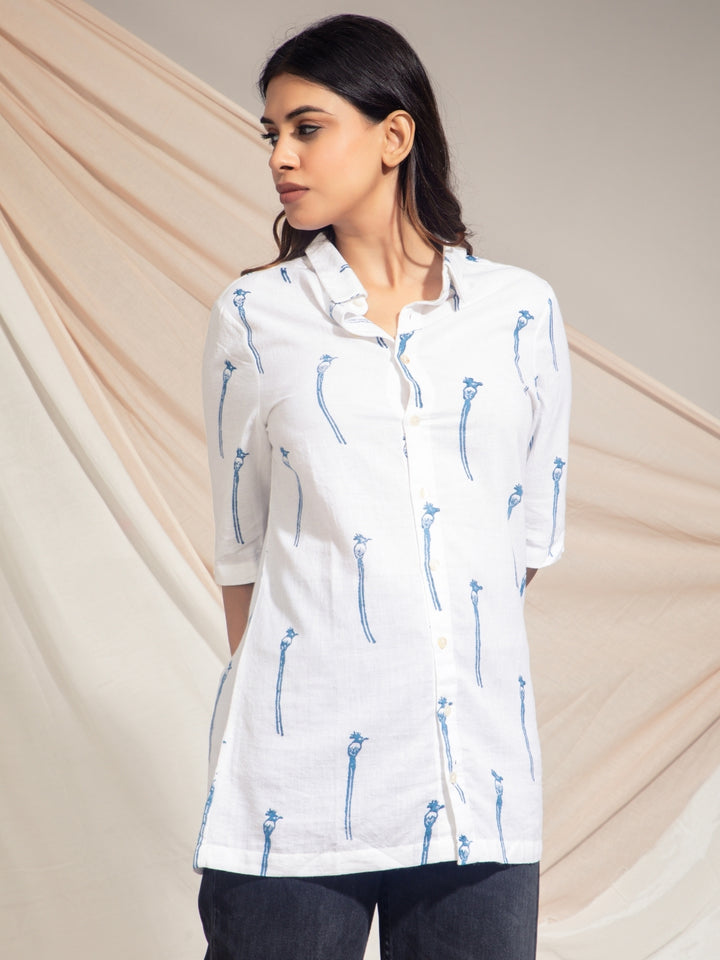 Indian Paradise Flycatcher Hand Block Printed Shirt