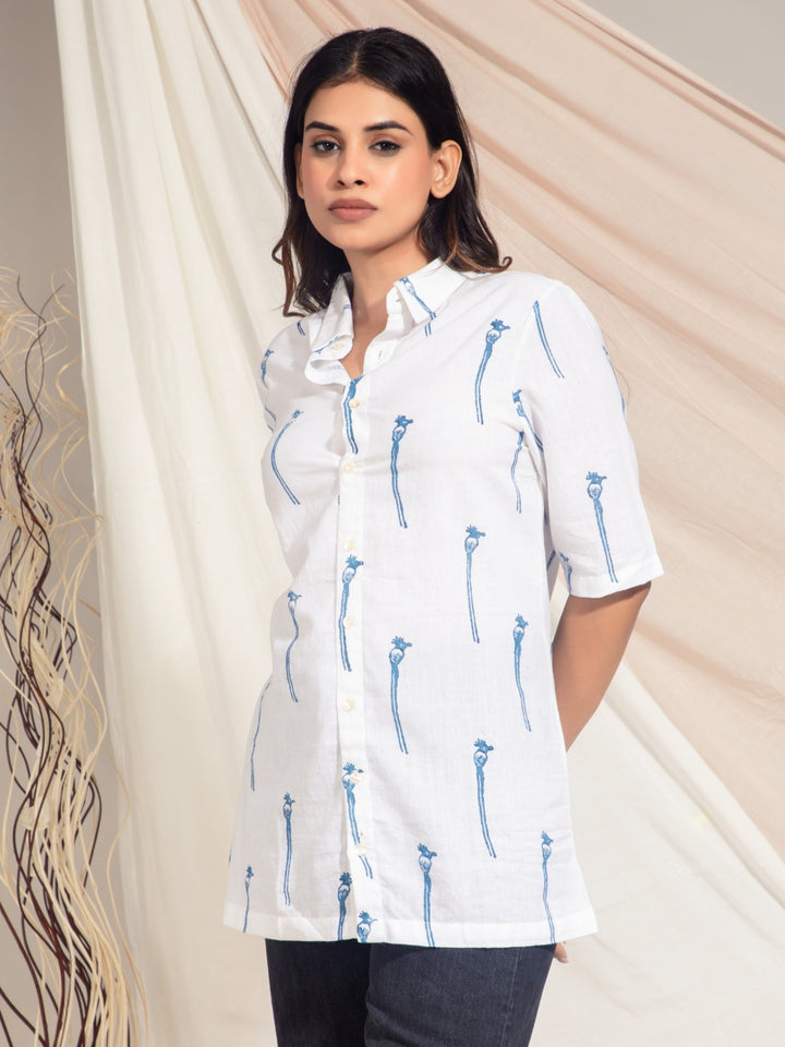 Indian Paradise Flycatcher Hand Block Printed Shirt