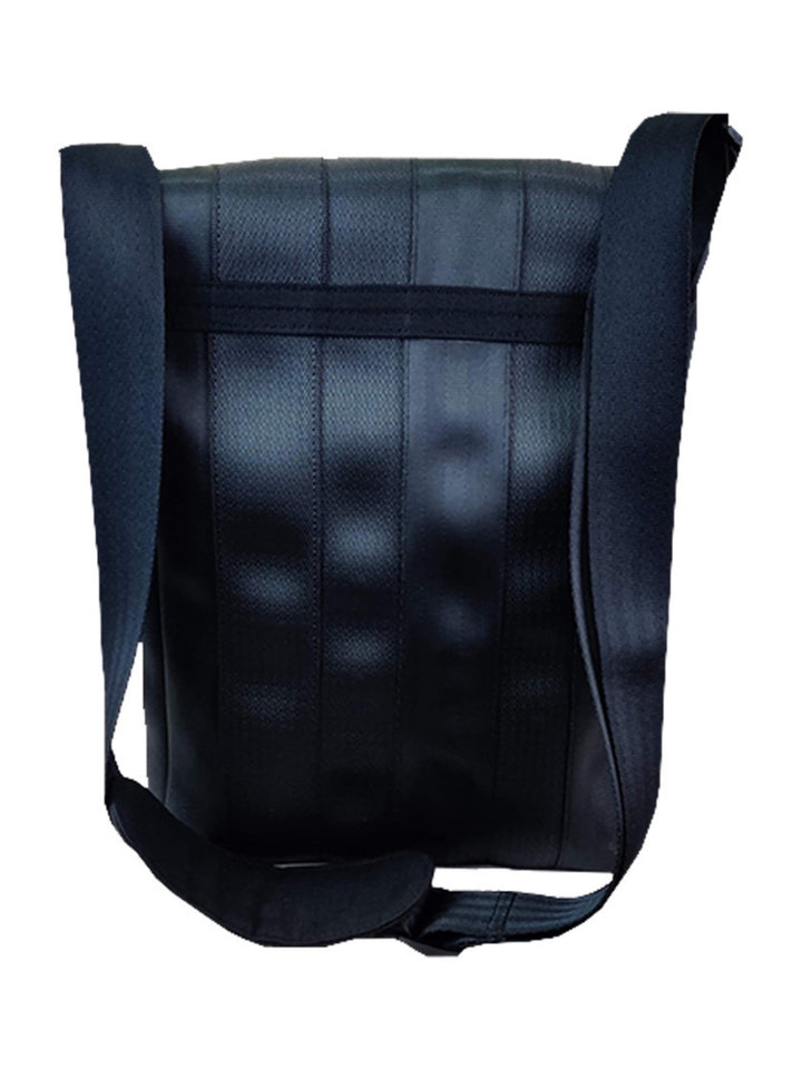 Noir Freelancer's Satchel Bag in Rescued Car Seat Belts [11" cafe bag]