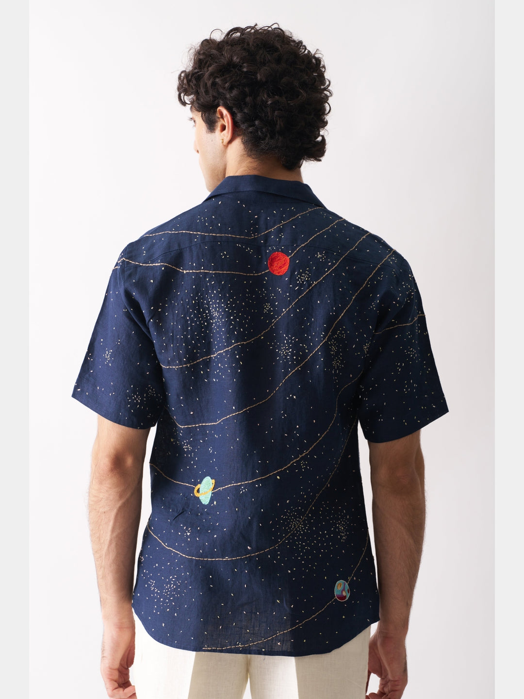 Celestial Panorama - Hand Embroidered Linen Shirt Cultura Studio