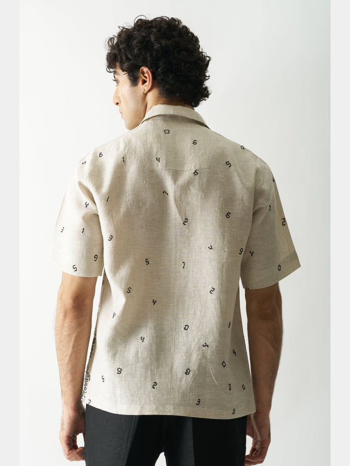 Its All About Numbers - Hand Embroidered Linen Shirt