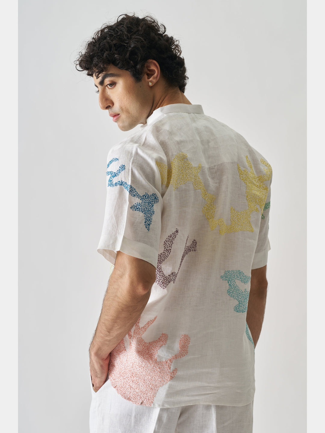 Canvas of Colours - Hand Embroidered Linen Shirt