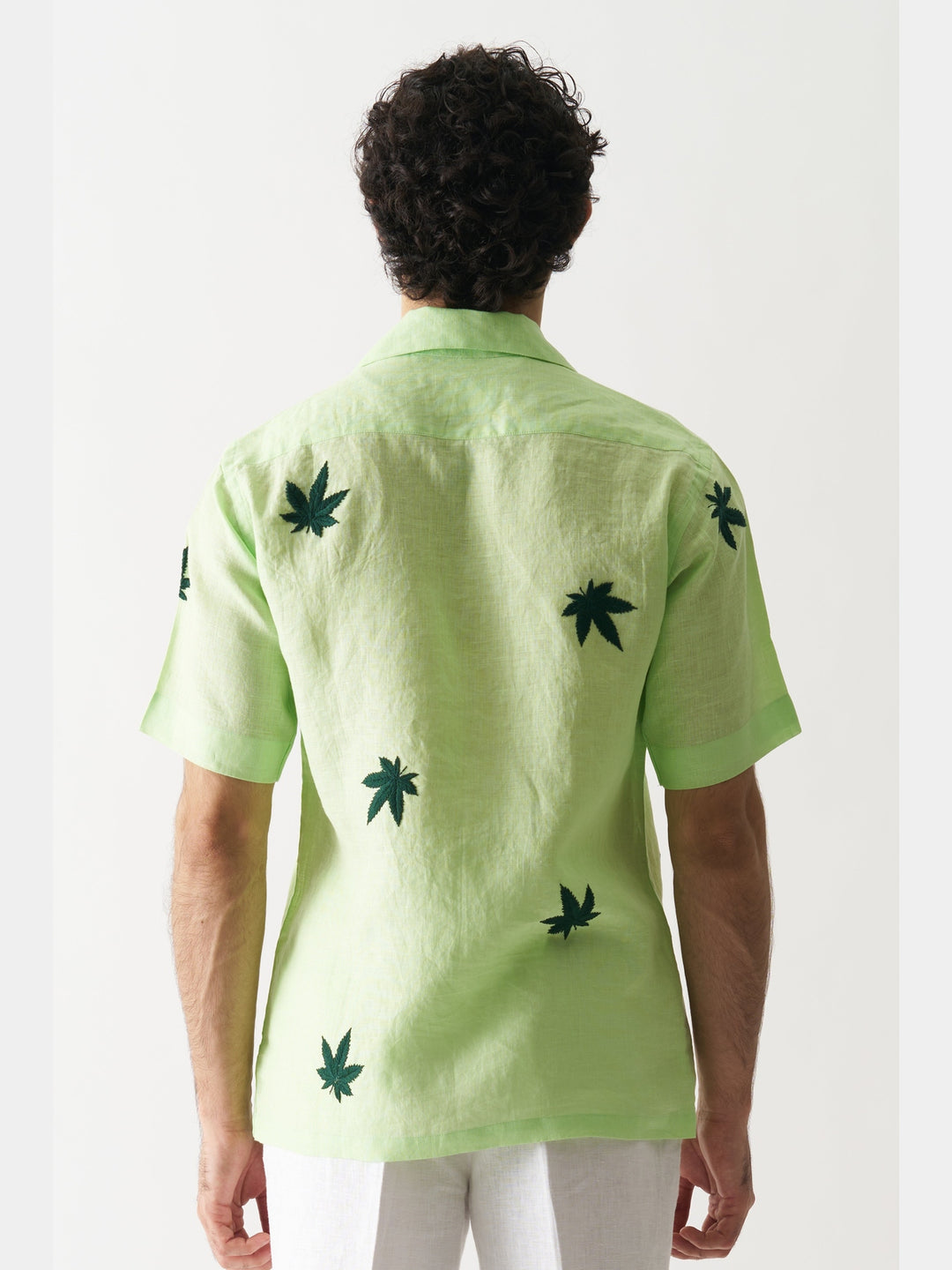 High On Cannabis - Hand Embroidered Linen Shirt Cultura Studio