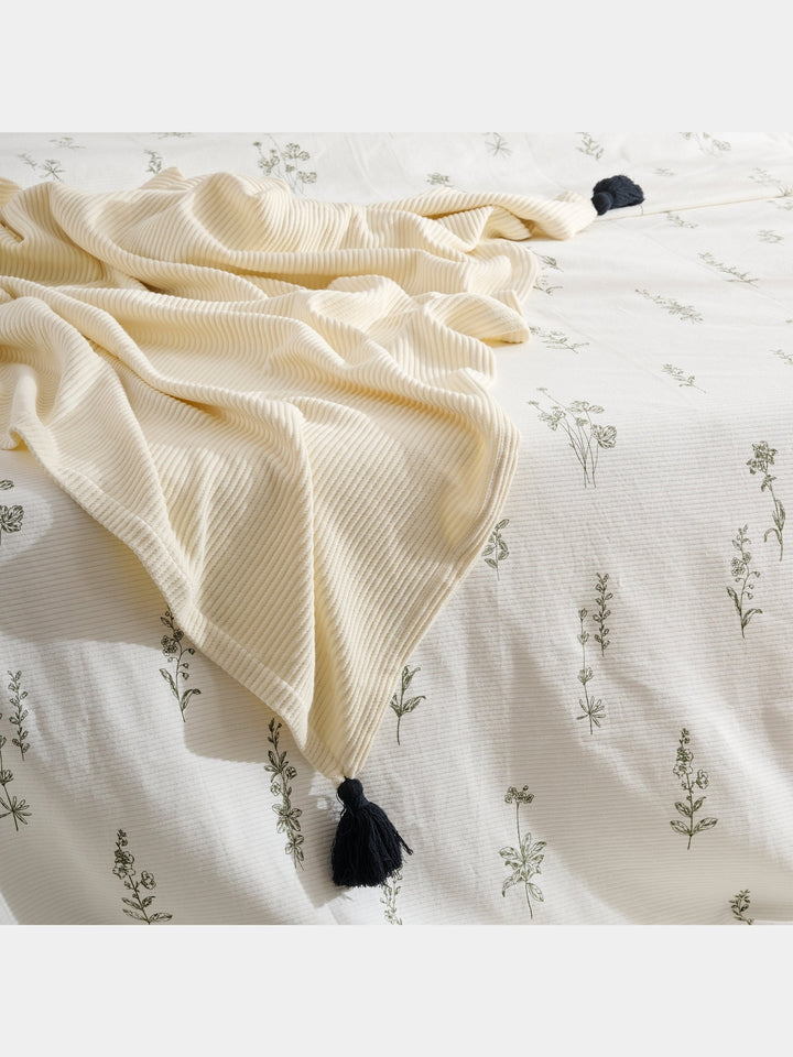 Cream Plume | Cotton Bamboo | Cord Rib | Throw