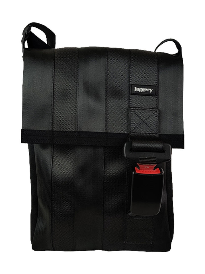 Noir Freelancer's Satchel Bag in Rescued Car Seat Belts [11" cafe bag]