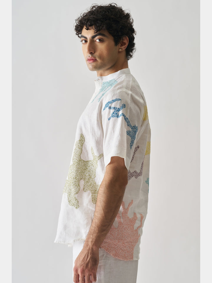 Canvas of Colours - Hand Embroidered Linen Shirt