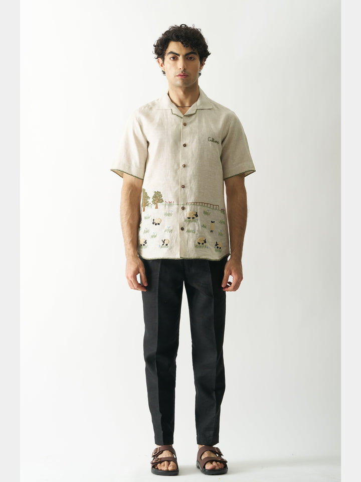 Lazy Sheep - Hand Embroidered Linen Shirt Cultura Studio