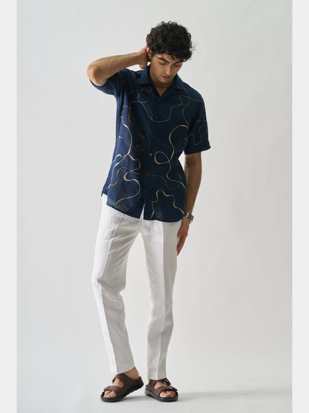 Imperial Accent - Hand Embroidered Linen Shirt Cultura Studio