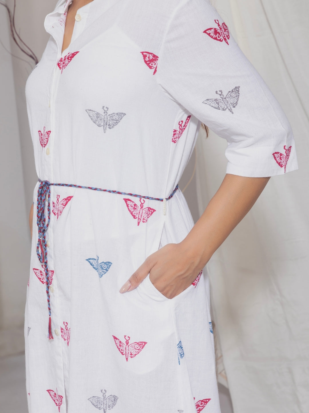 Butterfly Wood Block Printed Dress