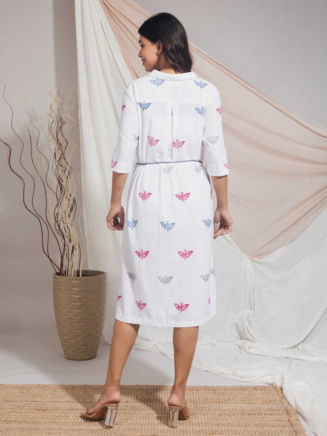 Butterfly Wood Block Printed Dress